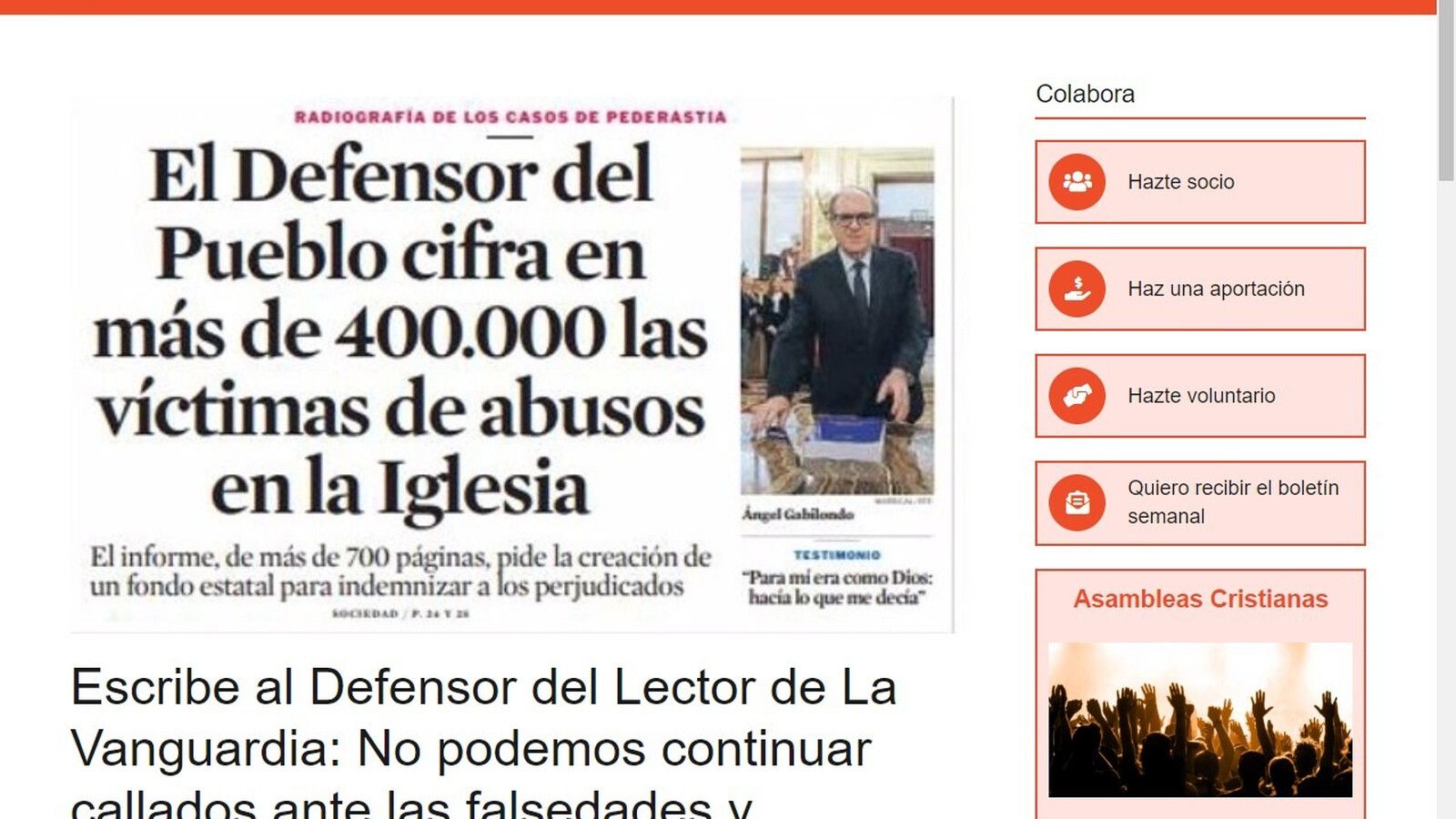 E-Cristians exige una rectificación a La Vanguardia y El País por su información sobre los abusos