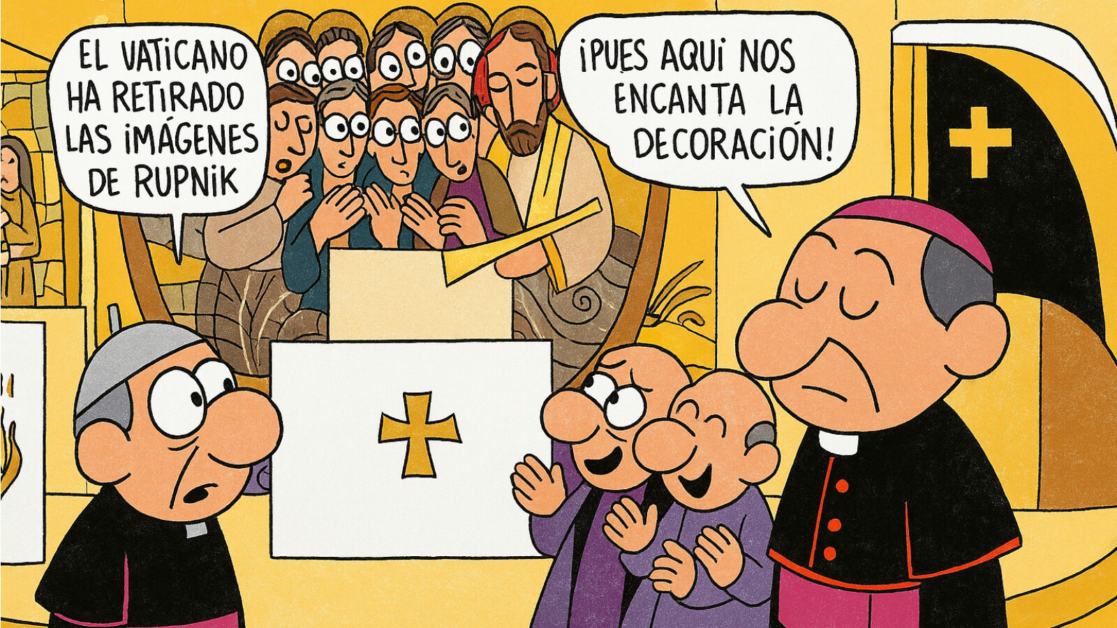 Rupnik en la capilla: mosaicos de escándalo y obispos de mármol