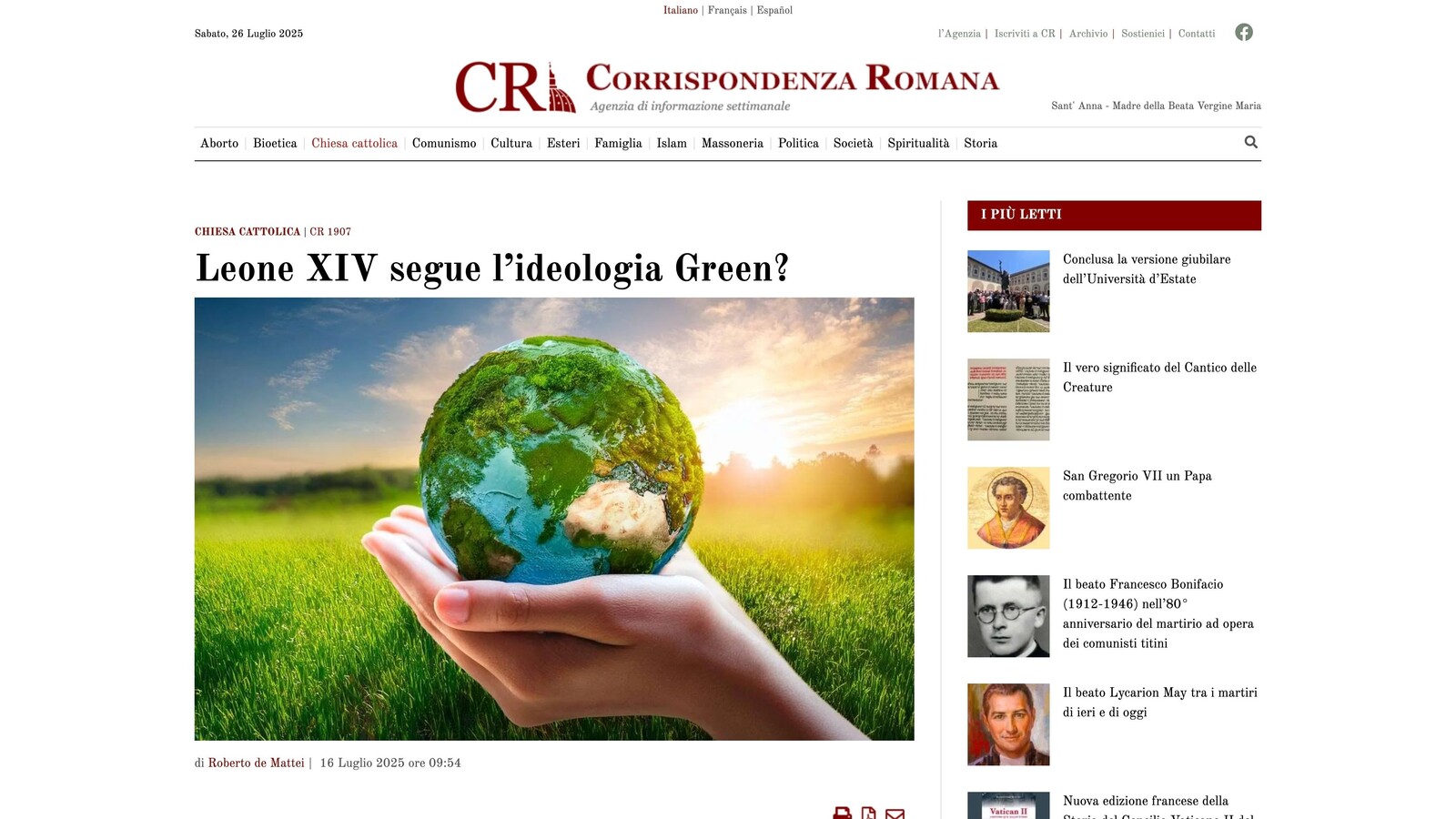 ¿Sigue el Papa León XIV la ideología ecologista radical?