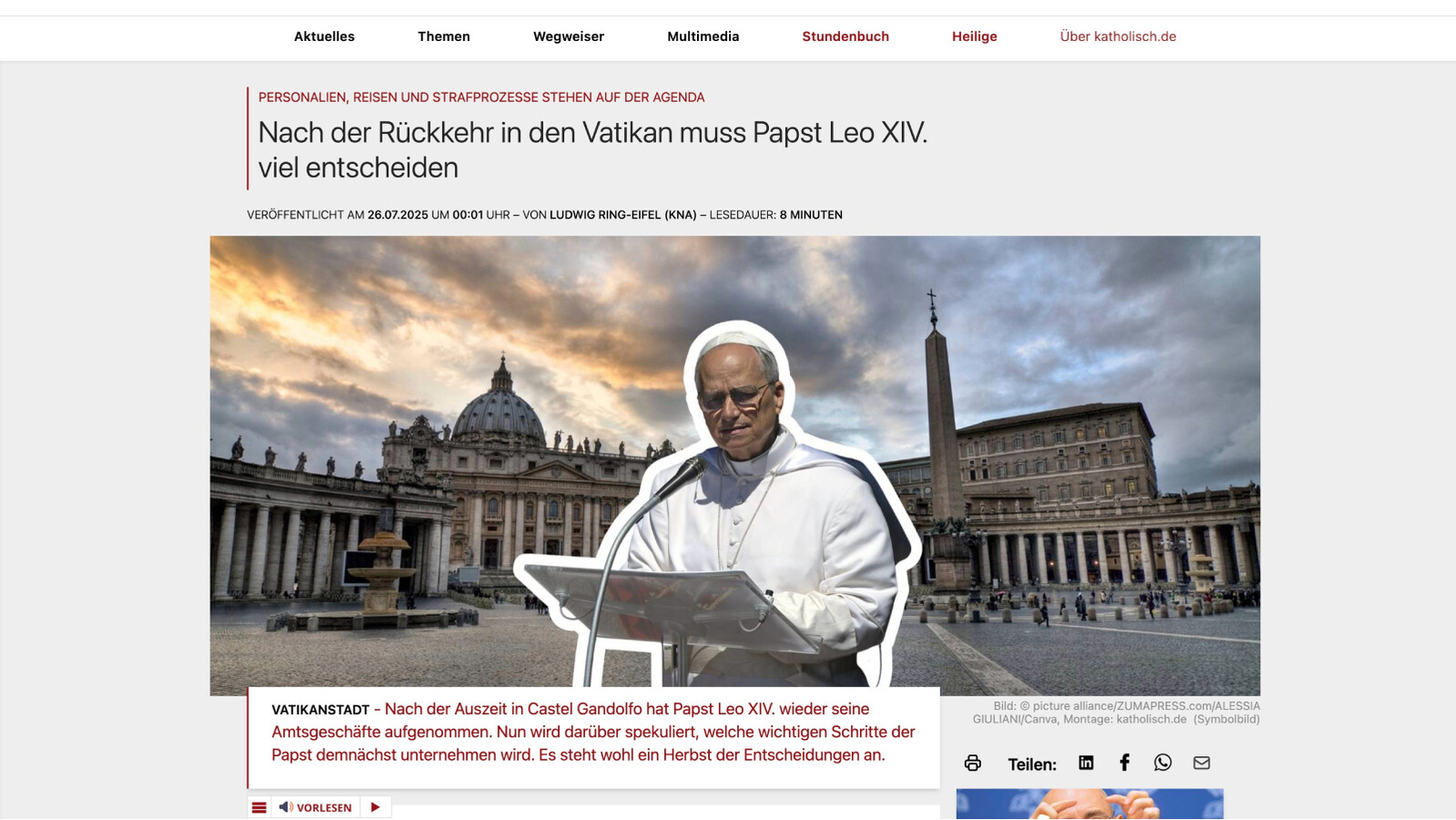 León XIV afronta un otoño cargado de decisiones clave en el Vaticano
