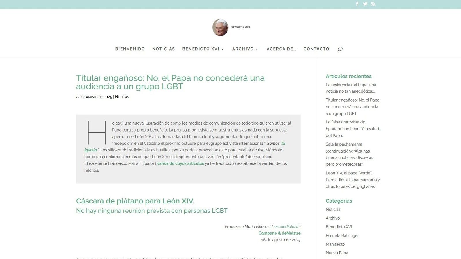 Desmienten que León XIV vaya a tener una audiencia privada con un grupo LGBT en el Vaticano