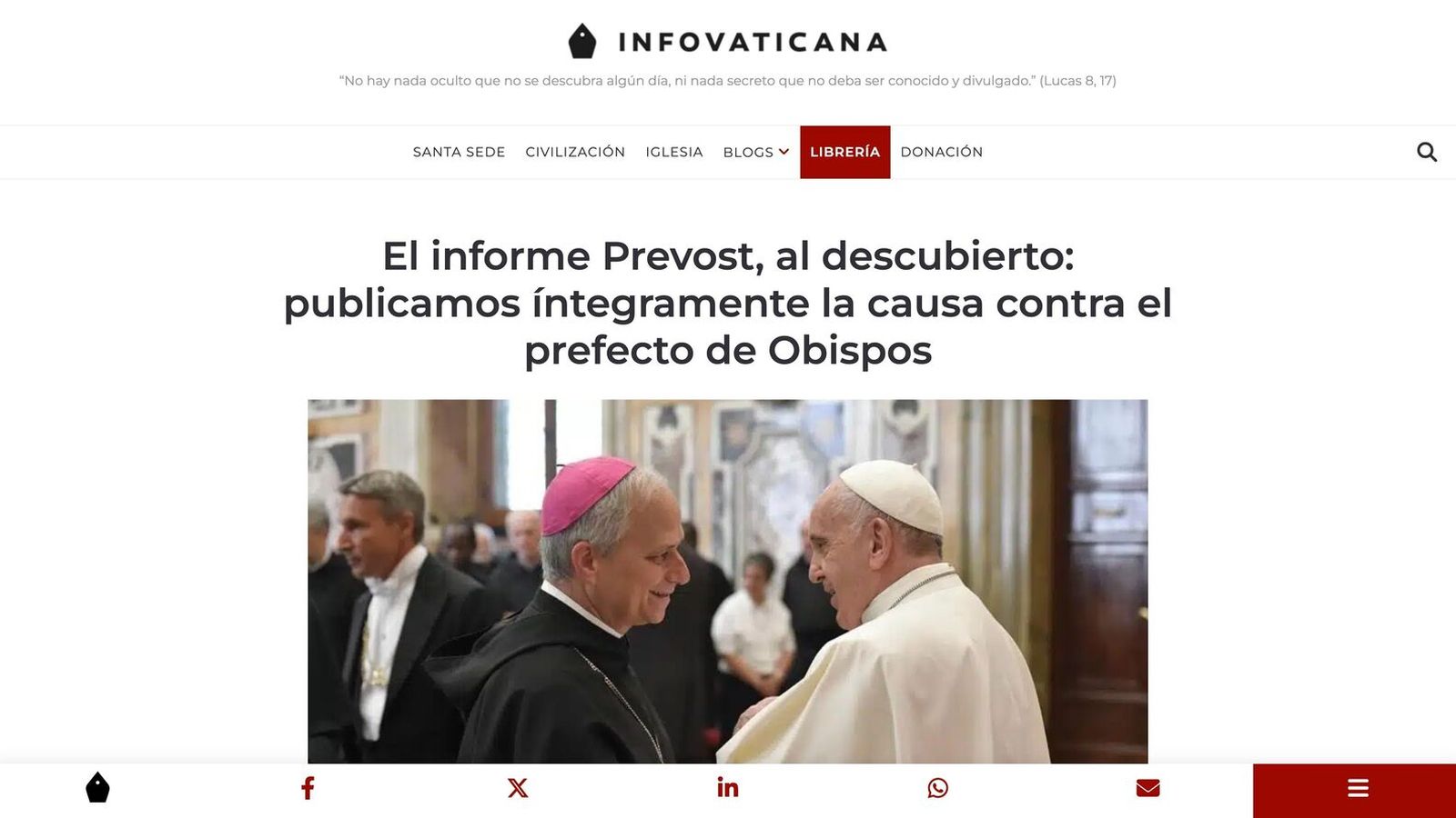 Infovaticana, clave en la campaña de descrédito fallida contra León XIV
