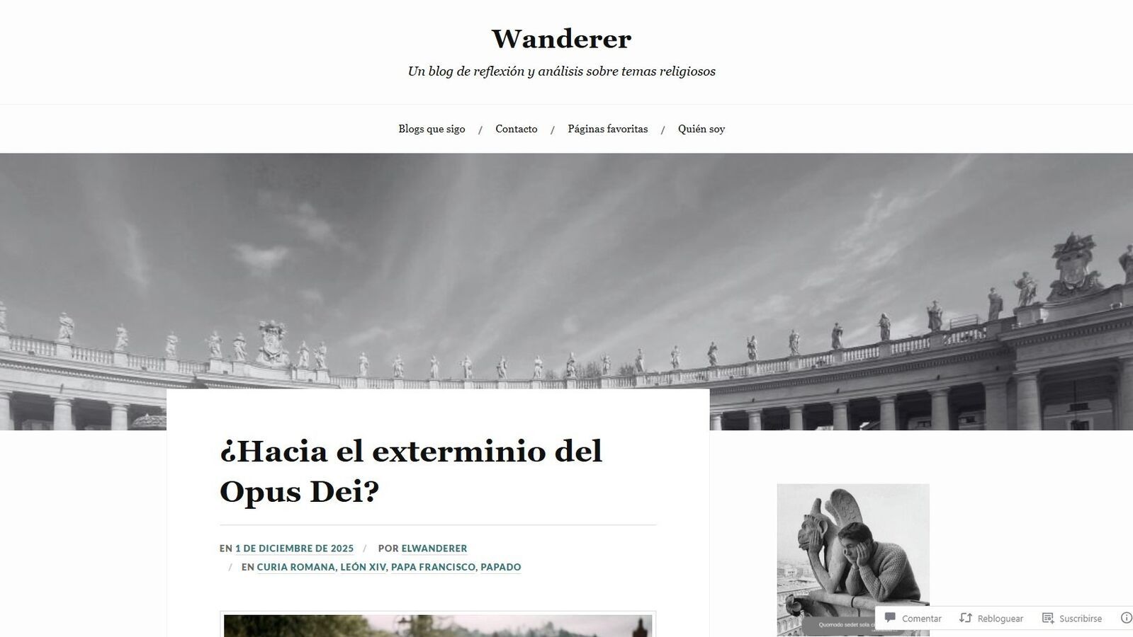 Una reflexión necesaria sobre la situación del Opus Dei