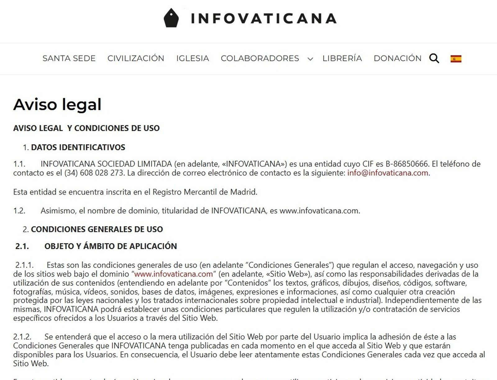 aviso legal infovaticana