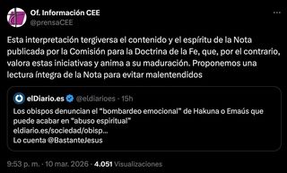 interpretacion de jesus bastante y correcion de la cee en twitter