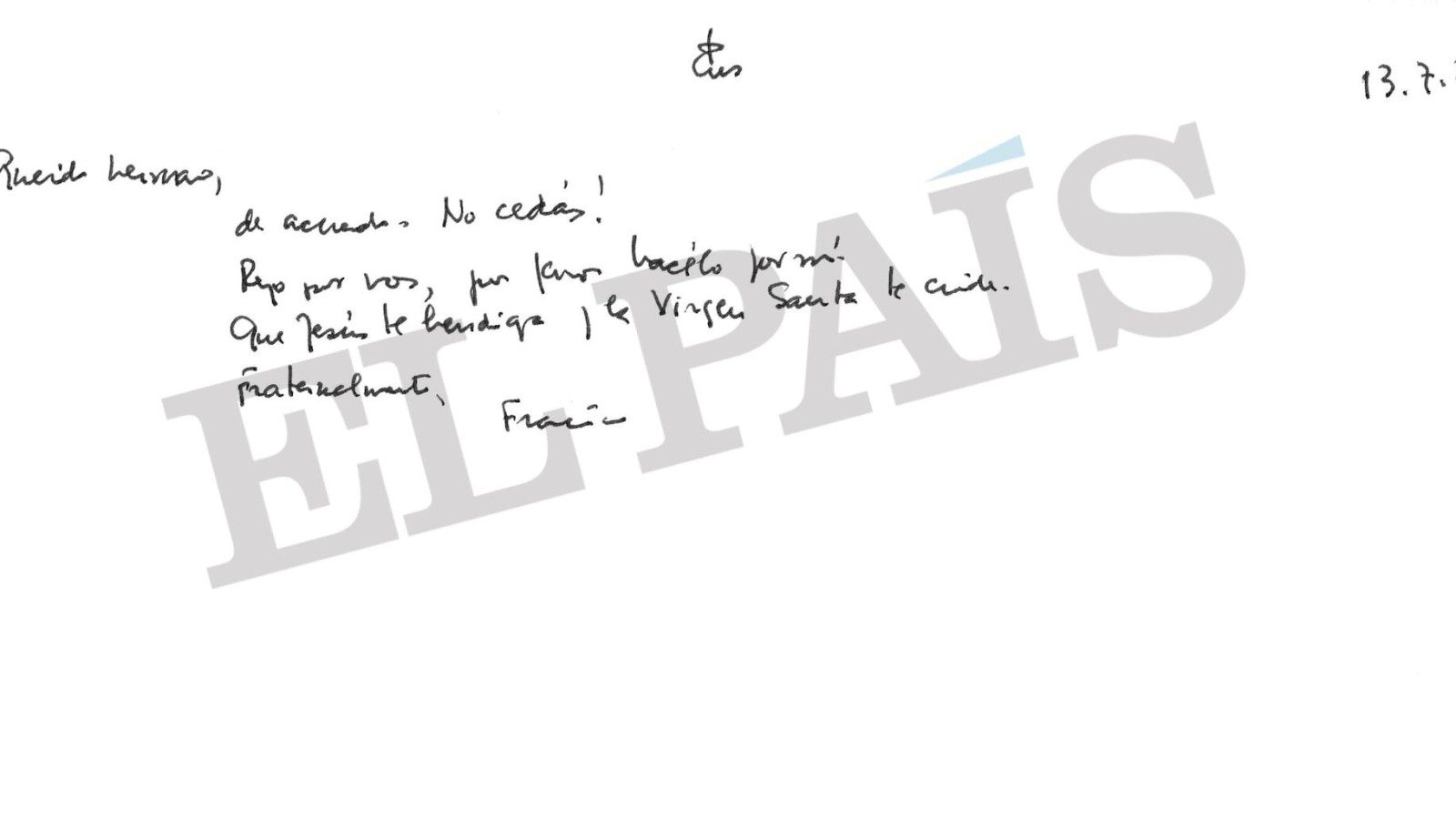 Segunda carta autógrafa de Francisco al obispo de Barbastro publicada por El País