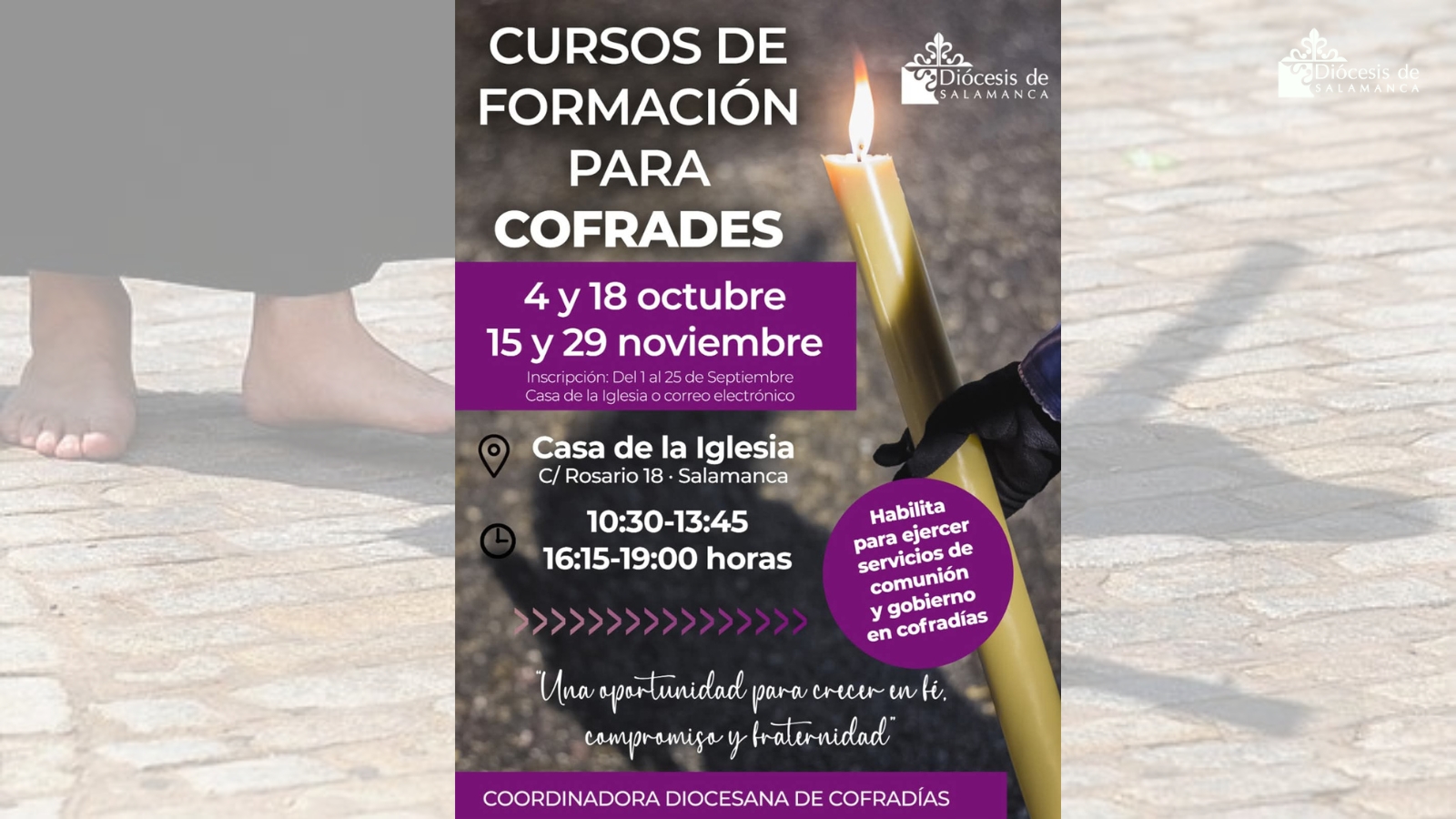 La Diócesis de Salamanca organiza un curso formativo para cofrades en octubre

