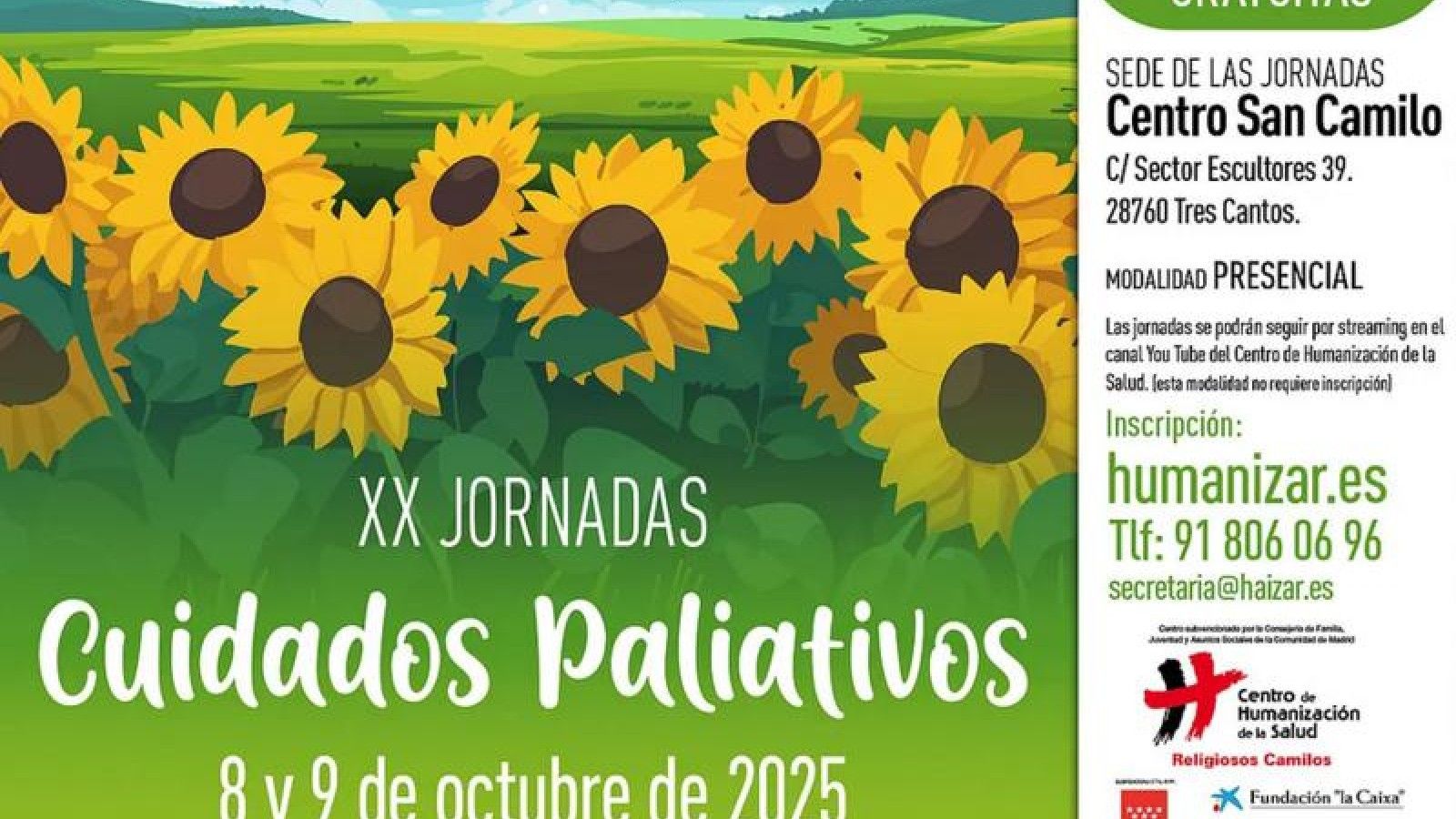 El Centro San Camilo organiza unas jornadas sobre cuidados paliativos en Tres Cantos