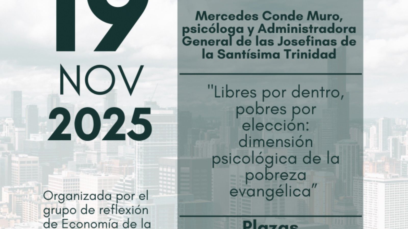 La CONFER organiza una sesión sobre la pobreza evangélica el 19 de noviembre