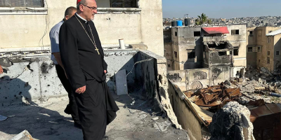 el-cardenal-pizzaballa-y-patriarca-teofilo-iii-visitan-gaza-tras-el-ataque-de-israel-a-la-iglesia-de-la-sagrada-familia